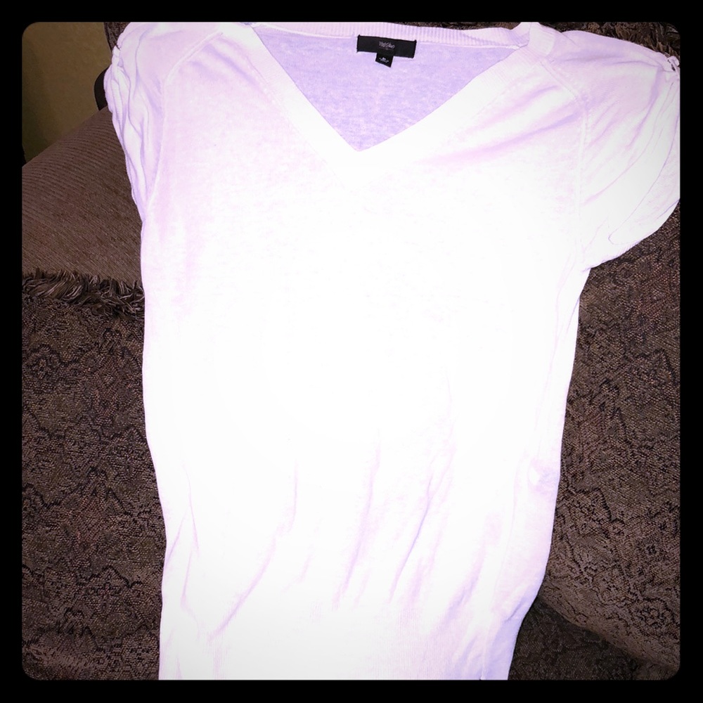 Summer sweater top with capped, rolled sleeves